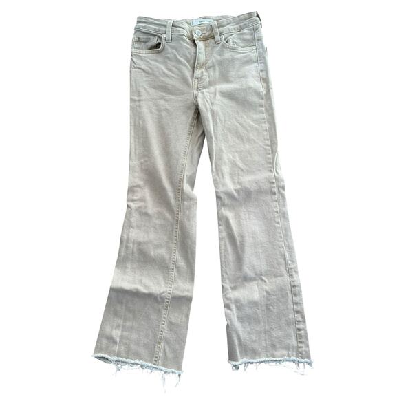 Mango Women's Medium Rise Flared Leg Frayed Hem Ecru Beige Jeans Denim - Size 2 - Picture 2 of 9